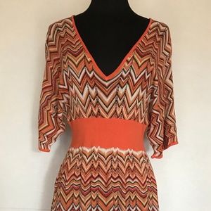 BCBGMAXAZRIA Womens Silk Knit Pointelle Dress